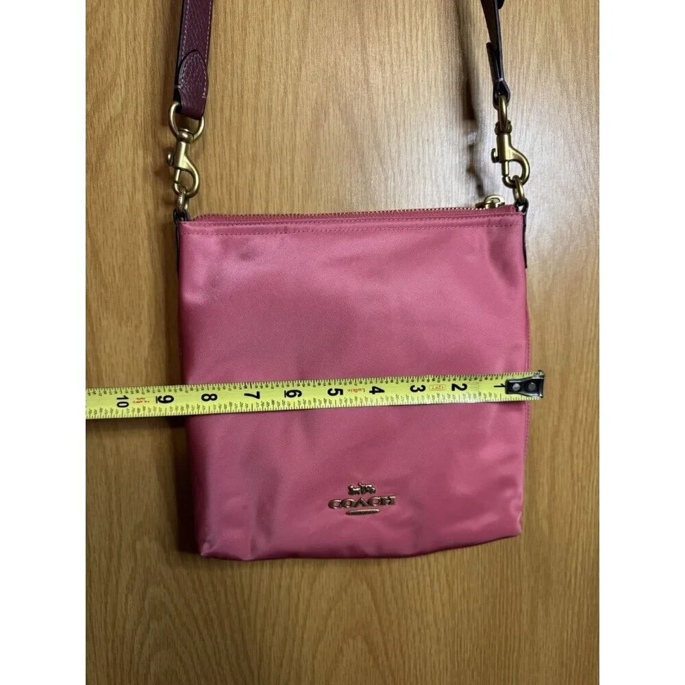 COACH Cargo Crossbody Bag Colorblock Nylon Pink Burgundy Style No 945